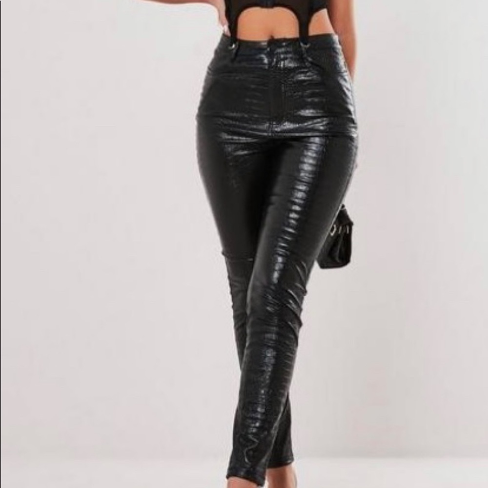Croc Faux Leather Pants